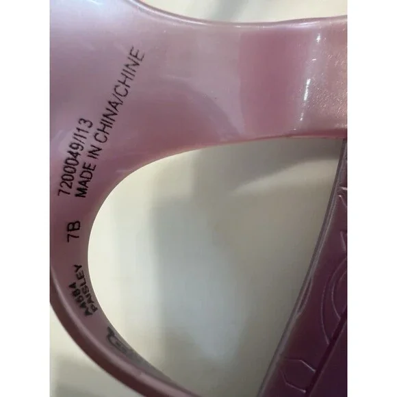 Signature Coach Paisley Flower Jelly Sandals Thong Slingback Shimmer Pink - Picture 2 of 3